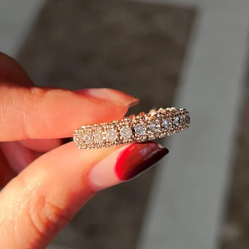 Miniatura 60 de Narica Anillo de 21 piedras chapadas en plata, apilables, corte redondo, zafiro azul, circonita cúbica, relleno de circonita cúbica, halo
