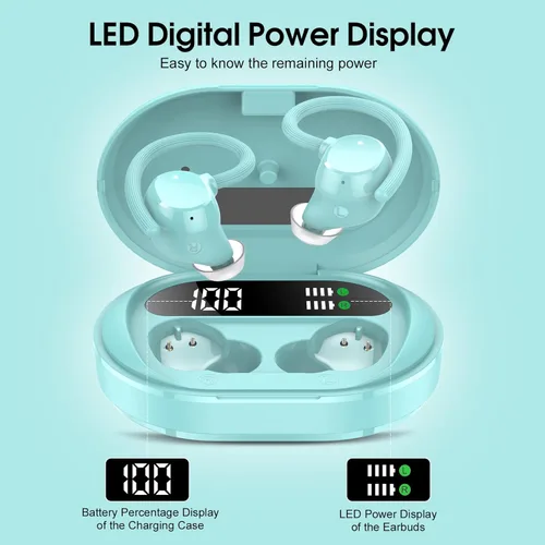 Miniatura 2 de Auriculares inalámbricos, 2023 Nuevos auriculares deportivos ultraligeros Bluetooth 5.3 con pantalla LED, auriculares con micrófono incorporado