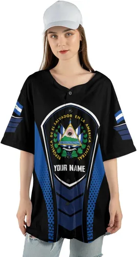 Miniatura 5 de Personalizado El Salvador Camiseta De Béisbol, Camisa Personalizada Hombres Orgullosos Camisetas De La Bandera De El Salvador, Camisas Del Salvador