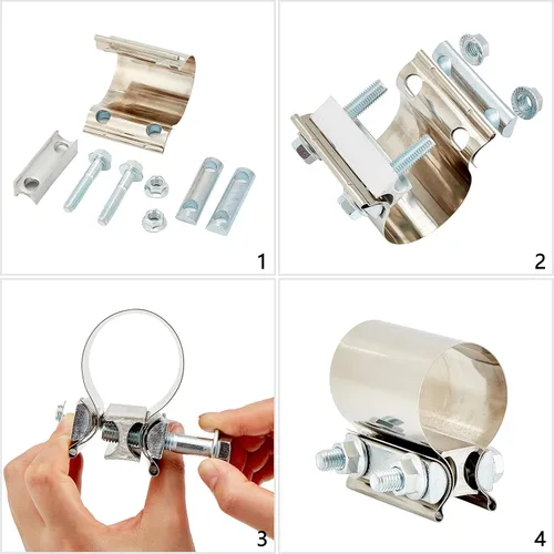 Miniatura 6 de Abrazaderas de banda para junta a tope, abrazadera de silenciador de escape, abrazaderas de tubo de escape, manga de acero inoxidable (4, 6 pulgadas)
