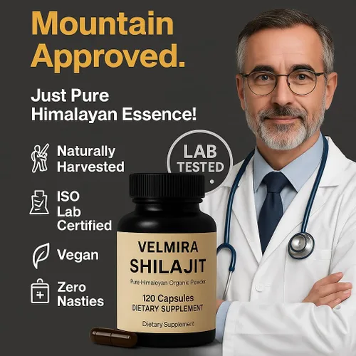 Miniatura 5 de Velmira. Shilajit Cápsulas de resina pura del Himalaya. 1000 mg, verificado en laboratorio, naturales para hombres y mujeres, más de 85 minerales