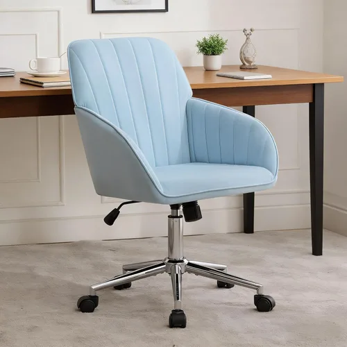 Miniatura 24 de Sillas de escritorio de oficina en casa, cómoda silla de computadora de terciopelo con asiento de respaldo, 300 libras de altura ajustable silla