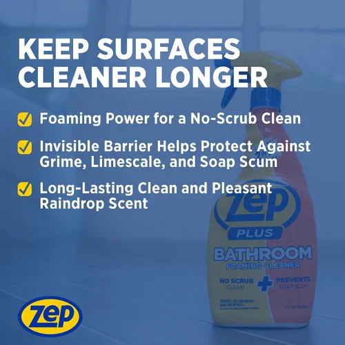 Miniatura 8 de Zep Plus - Limpiador espumoso para baño - 32 onzas (caja de 12) - R54012 - Mantén tu baño limpio + protege contra la futura acumulación de jabón
