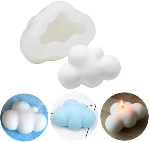MoldFun Molde de silicona 3D Cloud para fondant, chocolate, dulces, velas, jabón, bomba de baño, barra de loción, yeso de París (blanco/rosa)