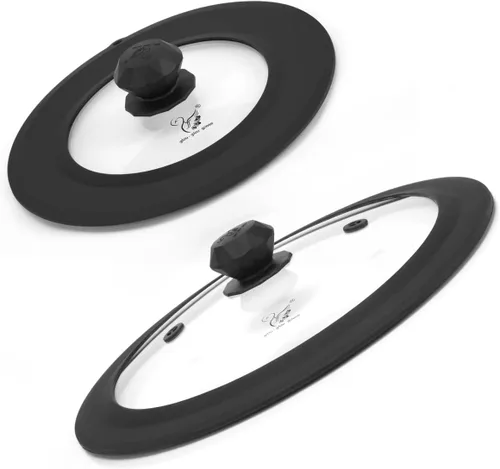 Miniatura 18 de Tapa universal de vidrio templado ventilado para sartén con borde de silicona resistente al calor, cubierta de tapa de salpicaduras de microondas