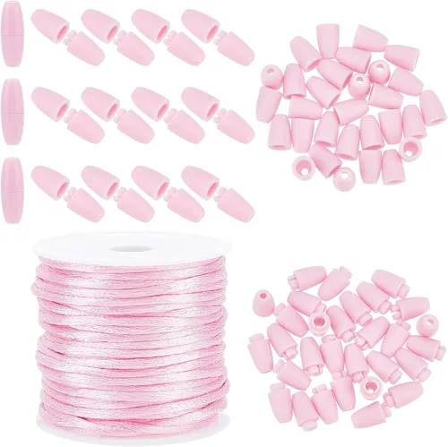 Miniatura 10 de PH PandaHall 30 Juego de Cierres Separables para Cordones, Cuerdas de Cordón de Nylon Dorado de 10m 2mm con Conectores de Barril de Plástico