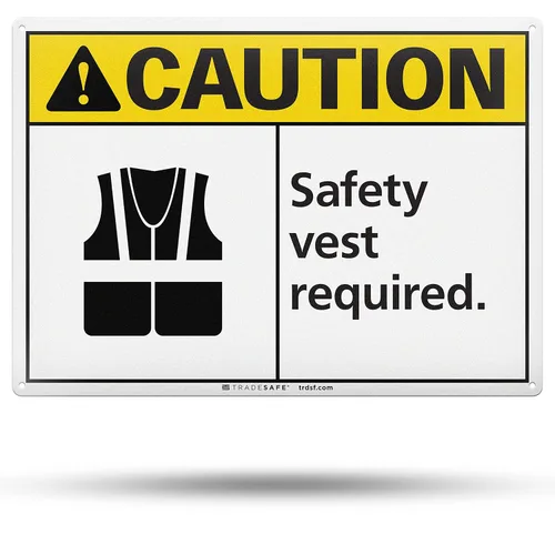 Miniatura 8 de TRADESAFE Señal de seguridad con chaleco de seguridad de EPI – Chaleco de Precaución Requerido en español, señal de seguridad de aluminio