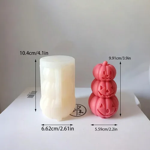 Miniatura 2 de Molde de vela de calabaza, molde de silicona de calabaza de terror 3D, molde de silicona reutilizable para velas de bricolaje, jabón hecho a mano