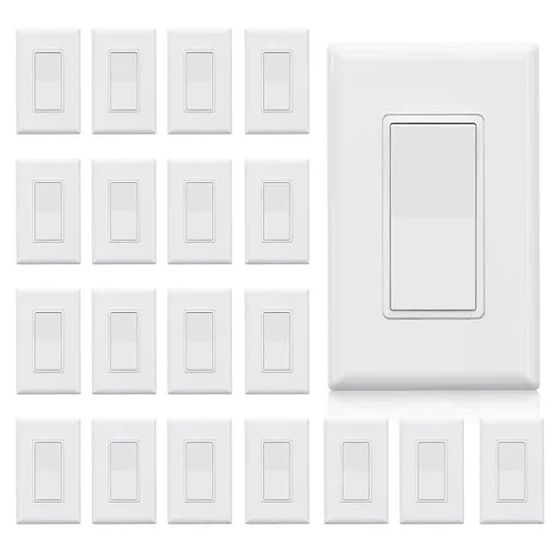 Miniatura 32 de ELEGRP Interruptor de luz decorativo de un solo polo con placa sin tornillos, 15 A 120-277 V, reemplazo del interruptor basculante de paleta