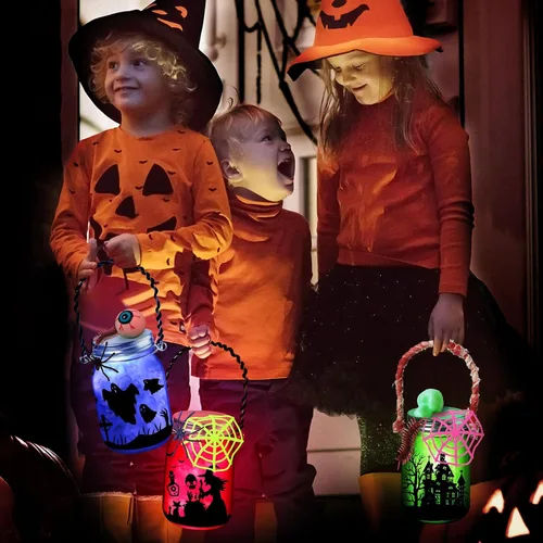 Miniatura 3 de OCHIDO Actividades de manualidades de Halloween para niños, paquete de 6 tarros de cristal para actividades artísticas escolares, suministros