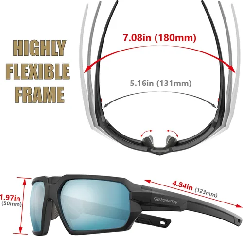 Miniatura 6 de HTS HUNTERSKY Ballistic Tactical ANSI Z87.1+ Impact Protection Anti Fog Shooting Glasses Military Grade Airsoft Range Negro azul