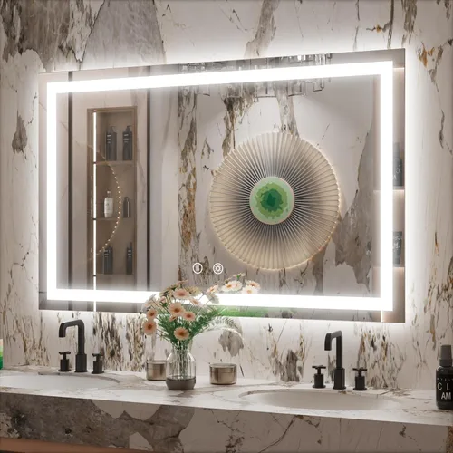 Miniatura 21 de Espejo de baño LED negro de 20 x 28 pulgadas con luces delanteras y traseras 3000K/4500K/6000K, Stepless Dimmable, Anti-Fog, Memory Function, ETL