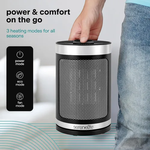 Miniatura 6 de SereneLife Calentador de espacio inteligente: calentador eléctrico para interiores de 1500 W con termostato, control remoto, temporizador de 12 WiFi