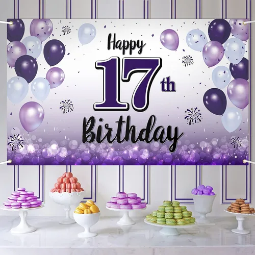Miniatura 16 de Decoraciones de feliz cumpleaños 30, cartel grande de globo morado de 30 cumpleaños, suministros para fiesta de cumpleaños de 30 años. 30 (EE. UU.)