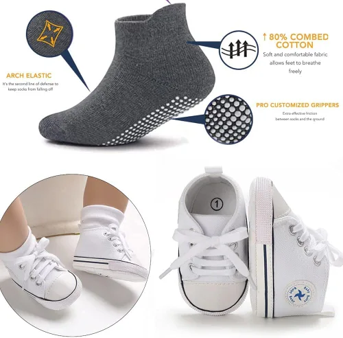 Miniatura 4 de eitwo Zapatos de lona suave unisex para bebés y niñas, ligeros y antideslizantes para recién nacidos y niños pequeños