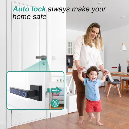 Miniatura 7 de Cerradura de puerta con huella dactilar, perilla de puerta inteligente, cerradura de puerta sin llave con mango, cerraduras de puerta biométricas