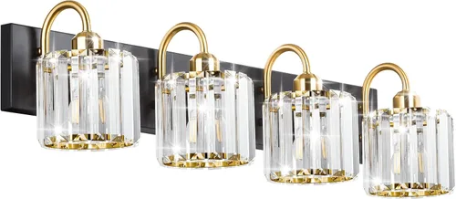 Miniatura 20 de Luz de tocador de baño dorada - Accesorio de luz de baño de cristal sobre espejo