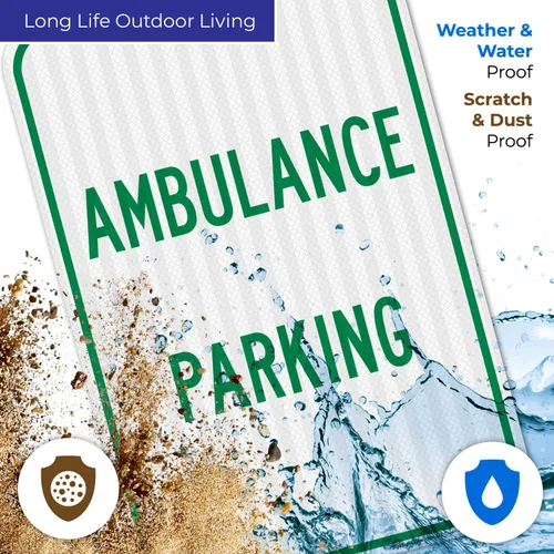 Miniatura 5 de Señal de estacionamiento para ambulancia, 12 x 18 pulgadas, 3M EGP reflectante aluminio .063, resistente a la decoloración, fabricado en Estados