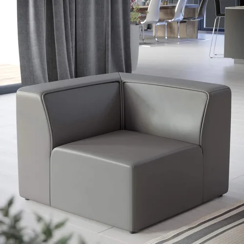 Miniatura 17 de Modway Mingle Sofá seccional de cuero vegano Silla con brazo izquierdo en gris