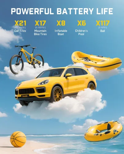 Miniatura 4 de Fanttik X9 Clásico Inflador/Soplador 2-EN-1, Inflador de Neumáticos Compresor de Aire Portátil con Luz y Banco de Energía, Bomba de Aire Inalámbrica