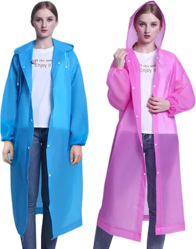 Miniatura 15 de Poncho de lluvia para adultos, reutilizables, paquete de 2 a 5 unidades, capa impermeable de EVA con capucha, equipo de lluvia para hombres