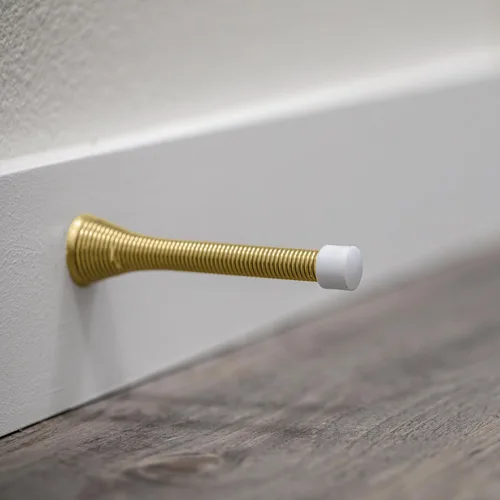 Miniatura 6 de Paquete de 10 topes de puerta de resorte de latón pulido, tapón de puerta flexible con punta de goma - Tope de puerta de resorte - Design House