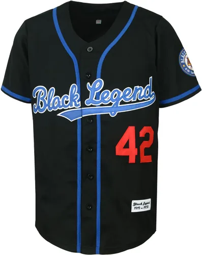 Miniatura 2 de Dabuliu Camiseta de béisbol retro Black Legend 42 para hombre, parches bordados, camisetas hipster hip hop cosidas