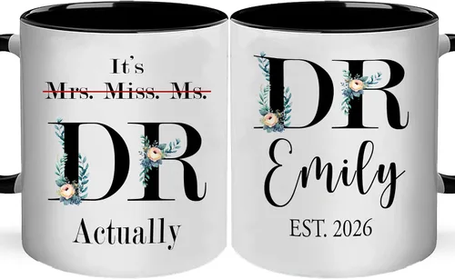 Miniatura 10 de A62227 - Taza de regalo de graduación personalizada con datos nutricionales de doctorado, nombre personalizado y año para mujeres, regalos de nuevo