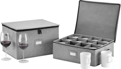 Miniatura 7 de Contenedor de almacenamiento de porcelana para platos de cena - Se adapta a platos de hasta 11.5 pulgadas de ancho - Incluye 12 separadores