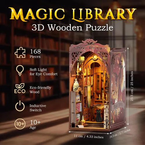 Miniatura 3 de Kit de rincón de libros – Kit de rincón de libros para adultos, juego de manualidades en miniatura para casa de muñecas, rompecabezas 3D de madera