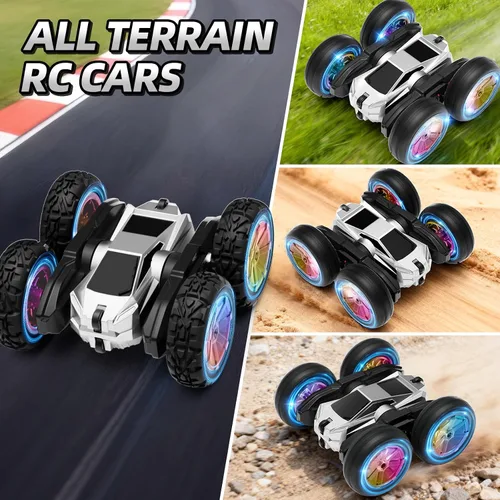 Miniatura 6 de MACALOCA Coche de control remoto, juguetes de autos RC para niños de 4 a 7 años, 6 a 12 años, auto de acrobacias RC 4WD con luces y rotación