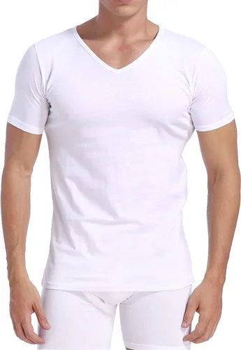 Miniatura 3 de Comfneat Camisetas interiores para hombre 100% algodón, cómodas camisetas con cuello en V (paquete de 46)