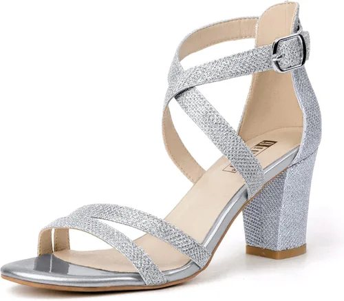 IDIFU Sandalias de vestir IN3 Gita con tacón de bloque abierto y tiras para mujer, para bodas, noches y bailes de graduación