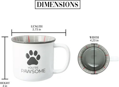 Miniatura 5 de Pavilion - You're Pawesome - Taza de café de 18 onzas, taza de té, gatito, cachorro, felino, K-9, gato, perro, amante, regalo, rescate