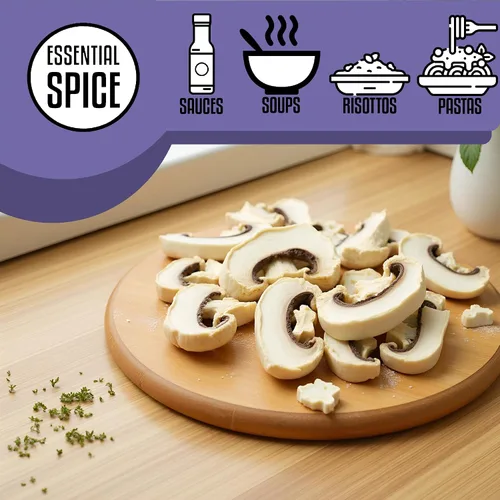 Miniatura 4 de Essential Spice Champiñones blancos secos en rodajas – Calidad premium, sabor suave y sabroso – Ideal para sopas, salsas, salteados y pasta – Fácil