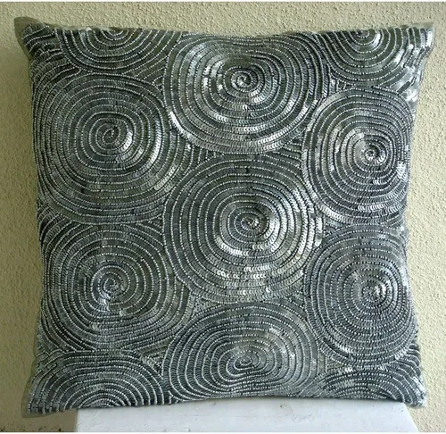 Miniatura 13 de The HomeCentric Funda de almohada, funda de almohada dorada para sofá, funda de almohada con lentejuelas en espiral, 20 x 20 pulgadas