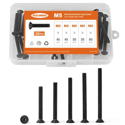 Miniatura 21 de Tornillos avellanados de cabeza plana M6 x 0.787 in, 0.984 in, 1.181 in, 1.378 in, 1.575 in, tornillos avellanados, acero de aleación de grado 10.9