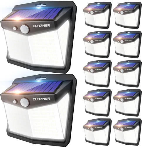 Miniatura 10 de Claoner - Luces solares con sensor de movimiento [128 LED/4 paquetes], luces para exterior con 3 modos de iluminación con 270° de angulo
