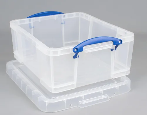 Miniatura 8 de Really Useful Box - Contenedores de plástico para almacenamiento de 17 litros con tapas de cierre y clip, transparentes