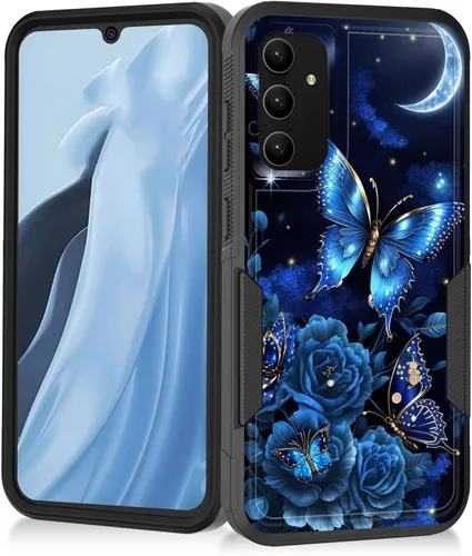Miniatura 97 de Funda para Galaxy A14 5G, resistente de doble capa híbrida de policarbonato duro, goma suave, a prueba de golpes, funda protectora resistente