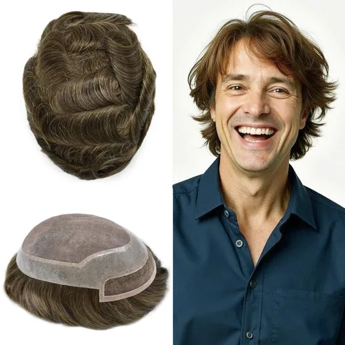 Miniatura 19 de LYRICAL HAIR Sistema de pieza de pelo tipo tupé para hombre, pieza de cabello de poliuretano alrededor de la unidad de cabello para hombres, 5 x 7