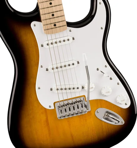 Miniatura 3 de Guitarra eléctrica Squire Sonic Stratocaster, Sunburst de 2 colores, diapasón de madera de arce, protector blanco