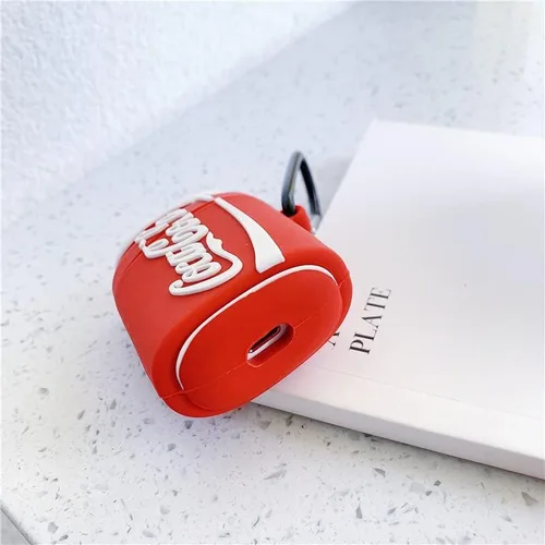 Miniatura 4 de Funda de silicona ultra gruesa y suave con llavero para Apple AirPods 1, 2, 1, 2, 2, color rojo y blanco, se puede beber fresco, divertido