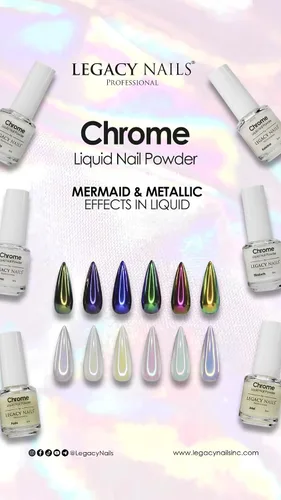 Miniatura 8 de LEGACY NAILS Polvo líquido profesional para uñas CROMADO - ALANA 0.2 fl oz - Revela la magia de los efectos iridiscentes, nacarados y metálicos - Di
