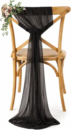 Miniatura 26 de VDS Paquete de 25, Rojo Manzana, Lazos de Gasa para Sillas con Bordado de Chiffon, Funda para Silla con Moño en la Parte Posterior, Ideal