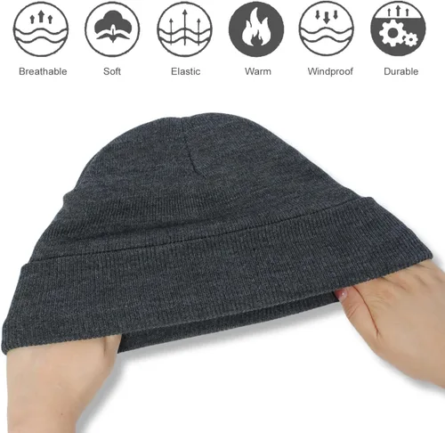 Miniatura 11 de UTTPLL Gorros de punto cálidos para bebé, gorro grueso y suave para niño y niña, gorro acanalado con puños para niños y niñas