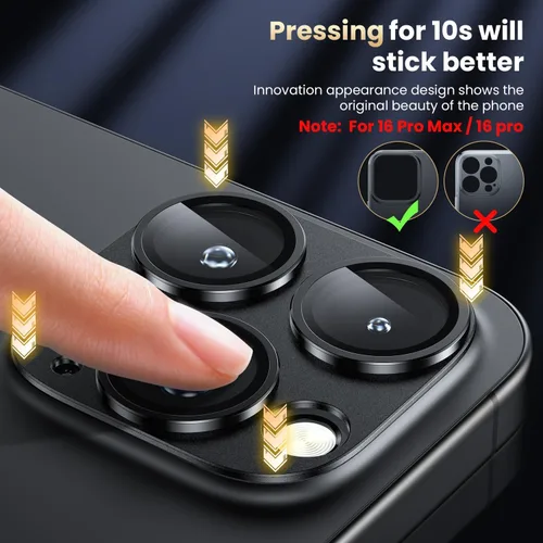 Miniatura 3 de WSKEN Protector de lente de cámara para iPhone 16 Pro/iPhone 16 Pro Max, [Grado Militar A Prueba de Roturas] [Fuerte Adsorción] Protector