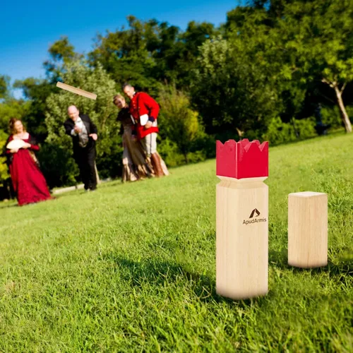 Miniatura 5 de ApudArmis Juego de Patio Kubb, Ajedrez Vikingo Clash Toss Juego de Patio para Exteriores con Estuche de Transporte - Juego de Madera de Goma