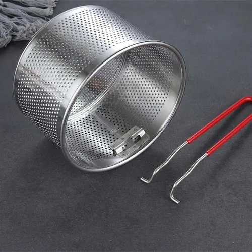 Miniatura 3 de Set de colador de pasta de 2 piezas, colador de fideos de acero inoxidable con asa extraíble, colador de pasta de metal, cesta para freidora