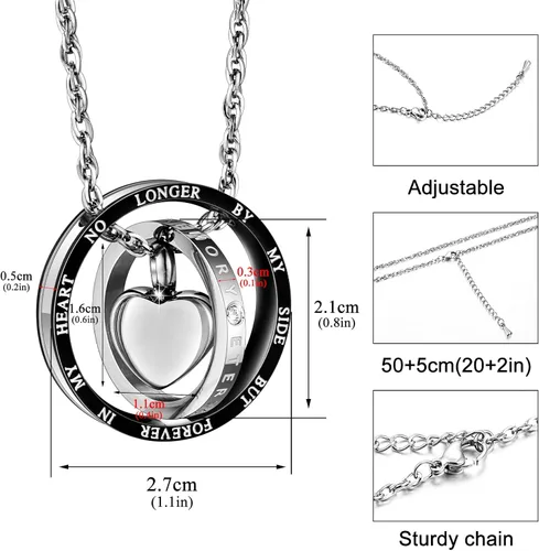 Miniatura 48 de XIUDA Collar de urna de cremación para cenizas, recuerdo tallado con recuerdo eterno de acero inoxidable, joyería conmemorativa para cenizas